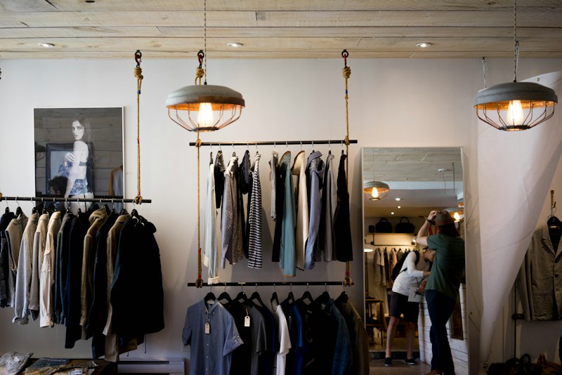 Clothing rack in a store
