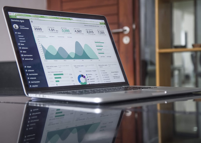 Laptop with analytics charts