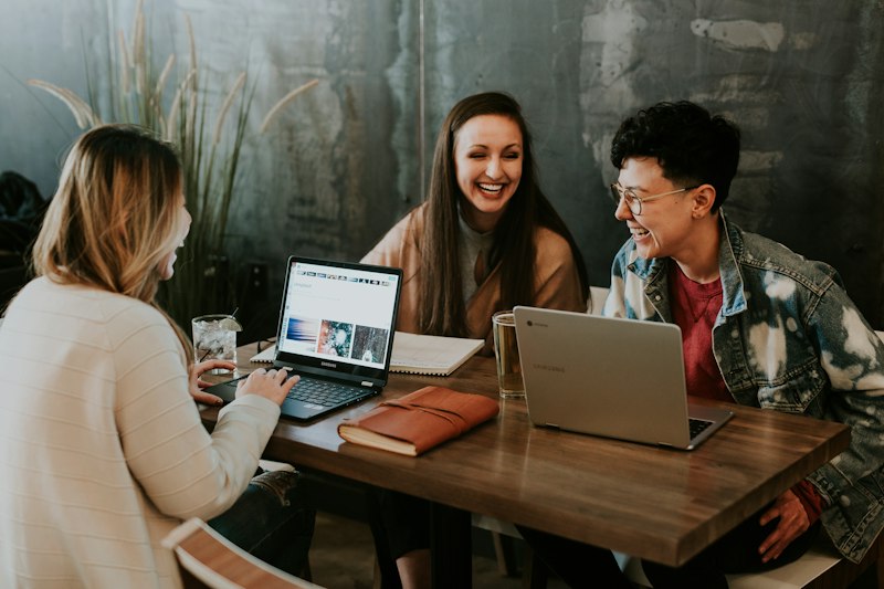 Team collaborating at a table